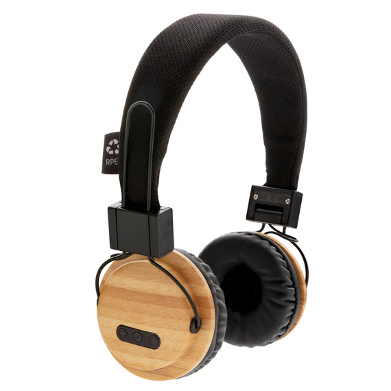 Casque audio sans fil en bambou publicitaire