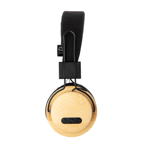 Casque audio sans fil en bambou publicitaire