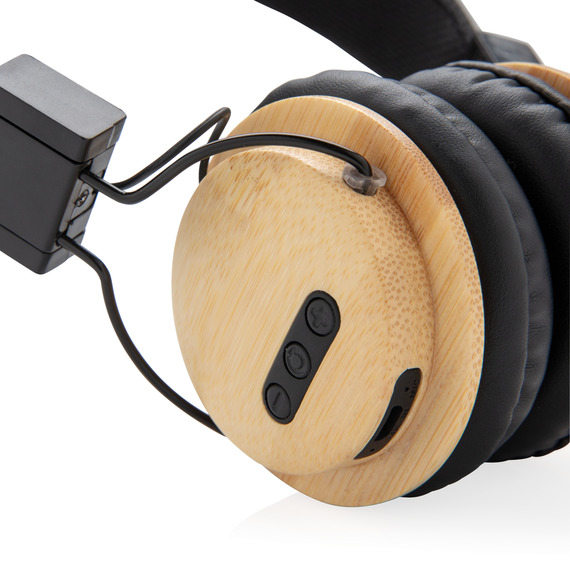 Casque audio sans fil en bambou publicitaire