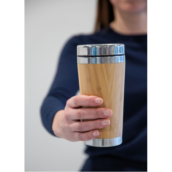 Mug double paroi en bambou publicitaire