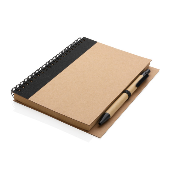 Cahier publicitaire à spirales kraft avec stylo