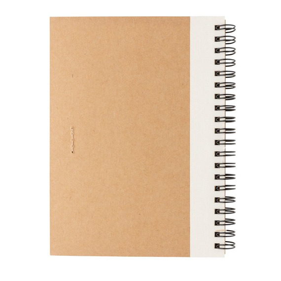 Cahier publicitaire à spirales kraft avec stylo