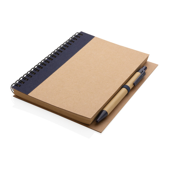 Cahier publicitaire à spirales kraft avec stylo