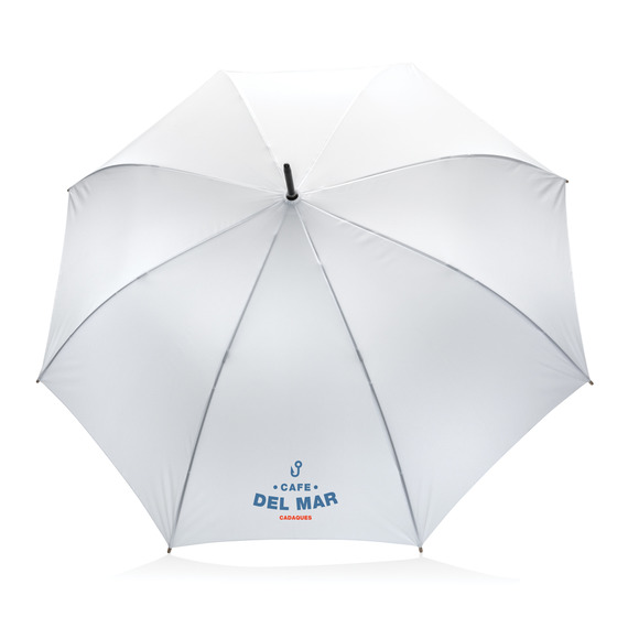 Parapluie publicitaire 27" en rPET et bambou ouverture auto Impact AWARE™