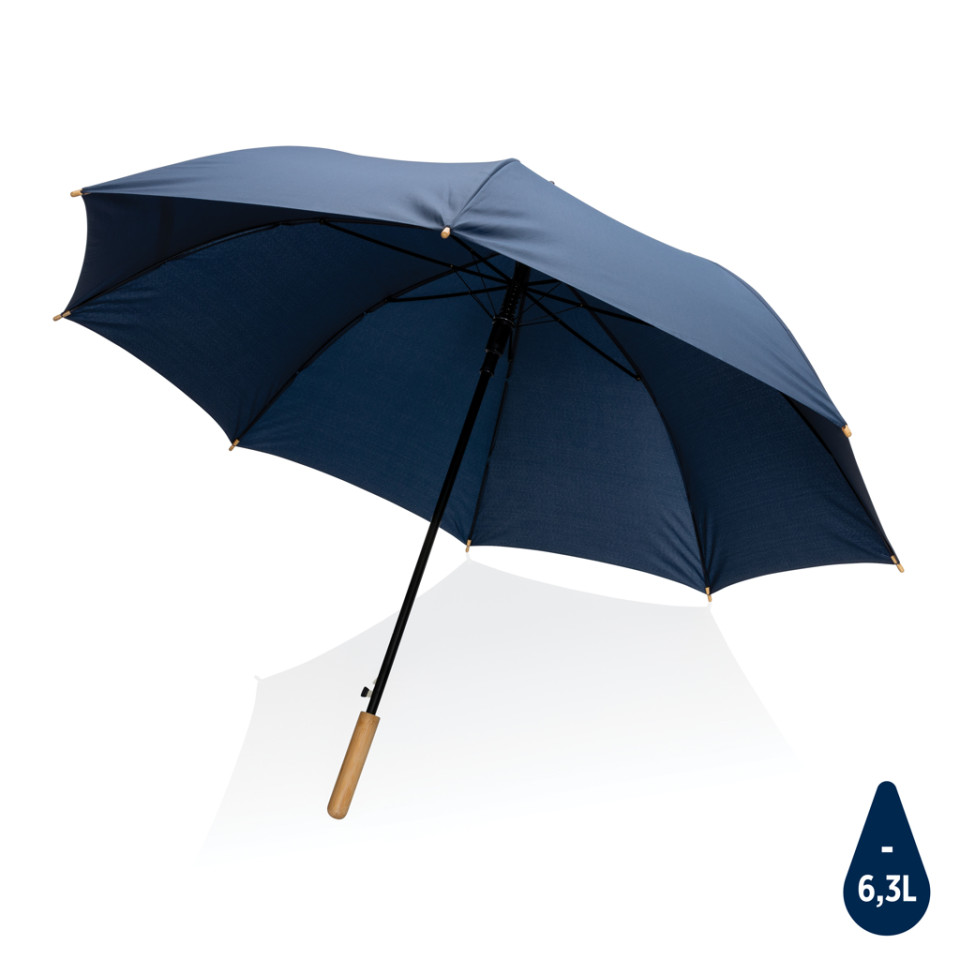 Parapluie publicitaire 27" en rPET et bambou ouverture auto Impact AWARE™