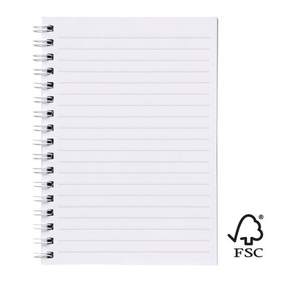 Cahier publicitaire Desk-Mate® FSC A6 à spirale avec couverture polypropylène