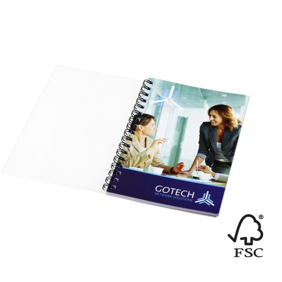 Cahier publicitaire Desk-Mate® FSC A6 à spirale avec couverture polypropylène