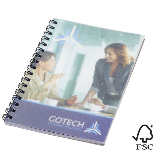 Cahier publicitaire Desk-Mate® FSC A6 à spirale avec couverture polypropylène