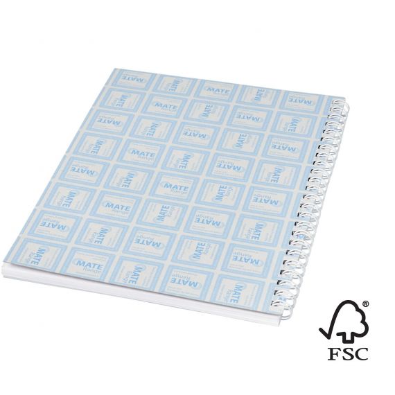 Cahier publicitaire Desk-Mate® FSC à spirale A5 avec couverture PP Made in Europe