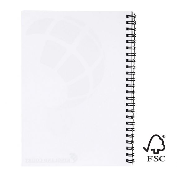 Cahier publicitaire Desk-Mate® FSC à spirale A5 avec couverture PP Made in Europe