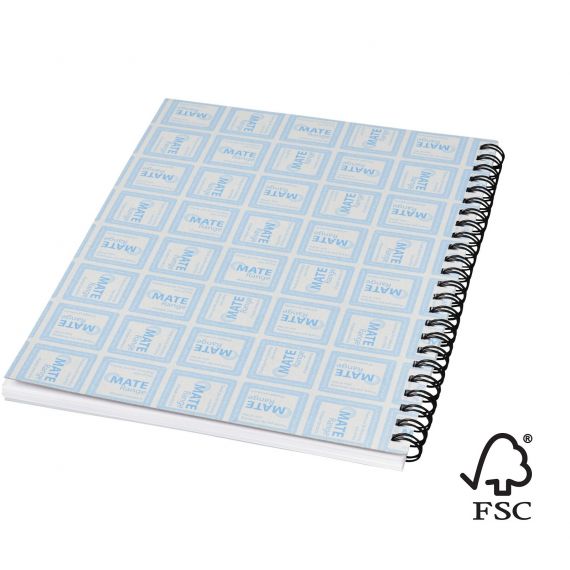 Cahier publicitaire Desk-Mate® FSC à spirale A5 avec couverture PP Made in Europe