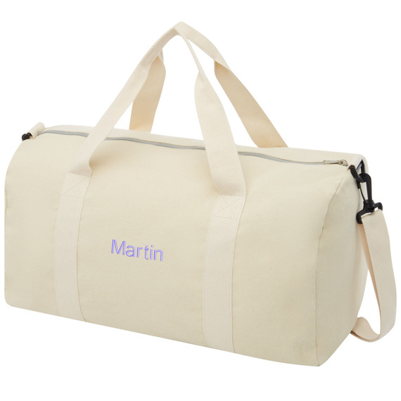 Sac publicitaire de voyage Pheebs en polyester et coton recyclé de 210 g/m²