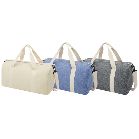 Sac publicitaire de voyage Pheebs en polyester et coton recyclé de 210 g/m²