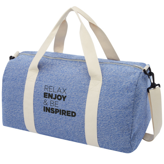 Sac publicitaire de voyage Pheebs en polyester et coton recyclé de 210 g/m²