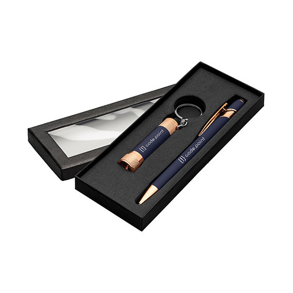 Coffret stylo publicitaire express Goldstar® Prince Rose Gold et Lampe