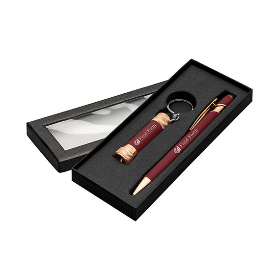 Coffret stylo publicitaire express Goldstar® Prince Rose Gold et Lampe