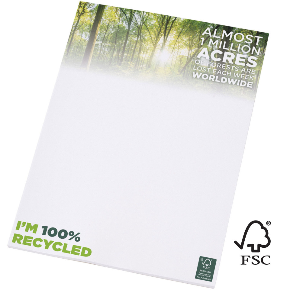 Bloc-notes publicitaire Desk-mate® A4 recyclé FSC