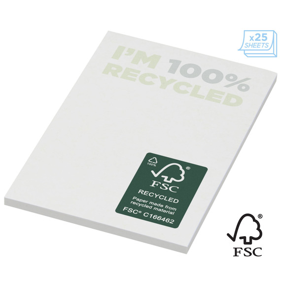 Notes autocollantes publicitaires recyclées 50 x 75 mm Sticky-Mate® FSC