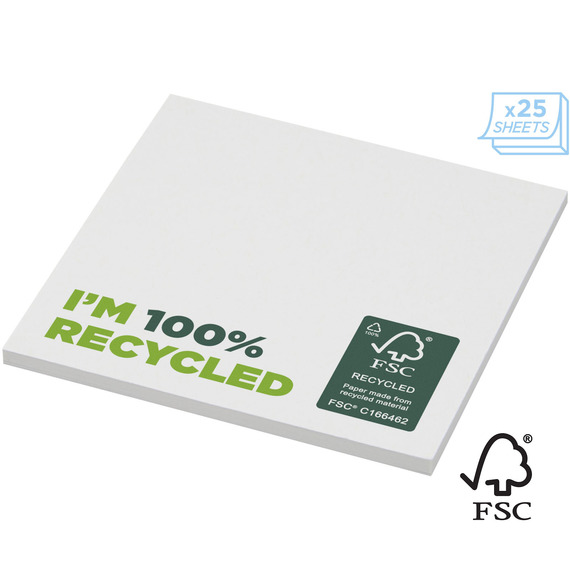 Post-its publicitaires recyclées 75 x 75 mm Sticky-Mate® FSC