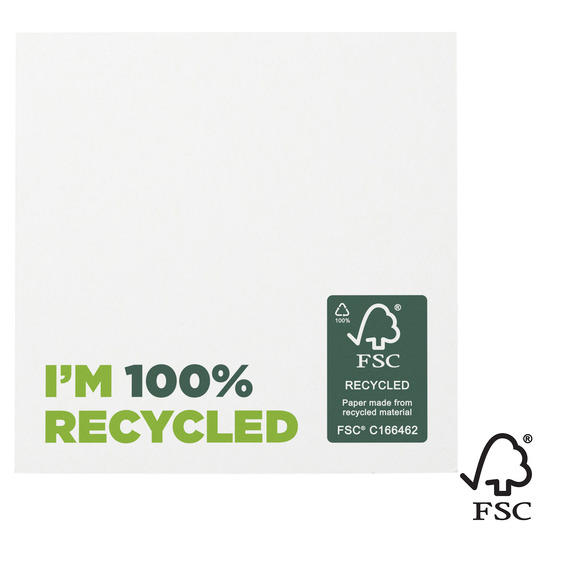 Post-its publicitaires recyclées 75 x 75 mm Sticky-Mate® FSC