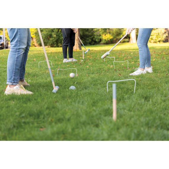 Jeu publicitaire de croquets en bois