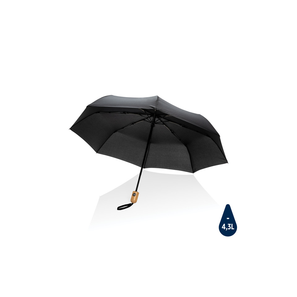 Parapluie publicitaire 21" automatique rPET 190T et bambou Impact AWARE™