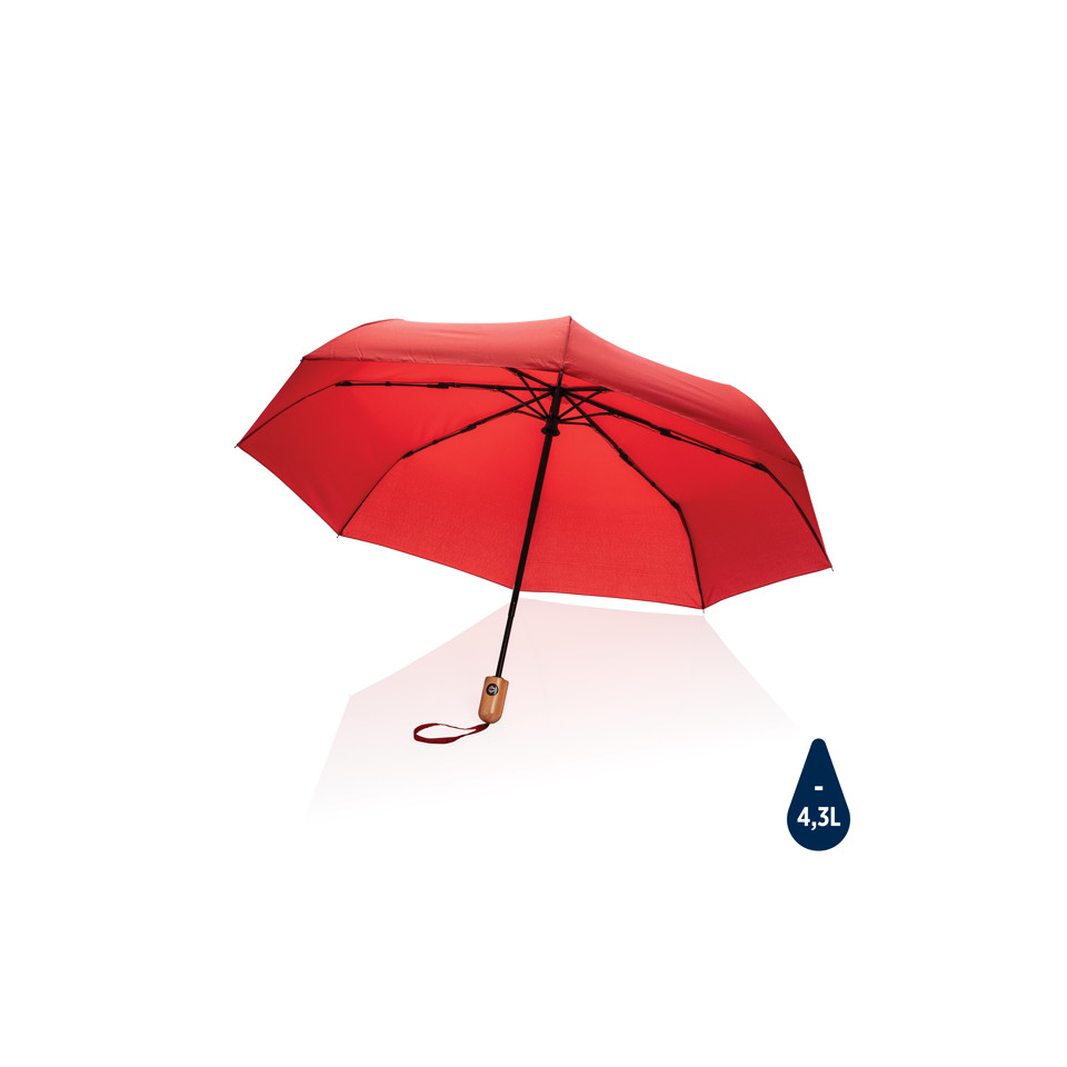 Parapluie publicitaire 21" automatique rPET 190T et bambou Impact AWARE™