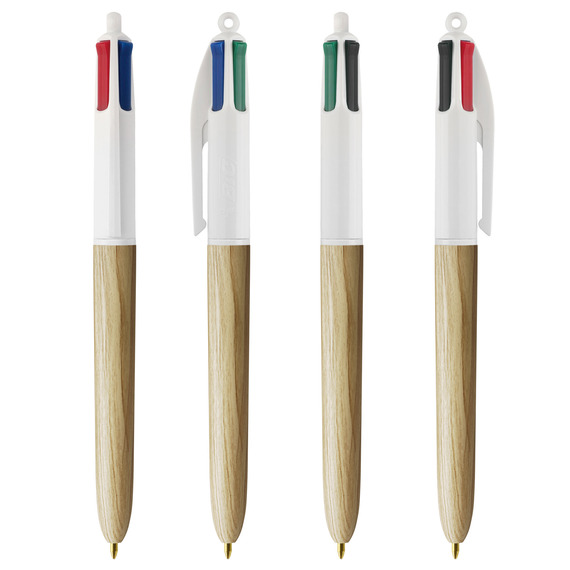 Stylo 4 couleurs publicitaire BIC® Wood Style