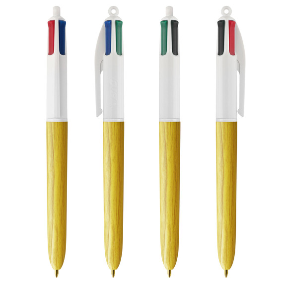 Stylo 4 couleurs publicitaire BIC® Wood Style