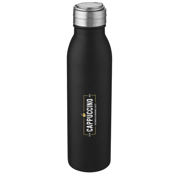 Bouteille publicitaire de sport Harper 700 ml en acier inoxydable avec boucle métallique