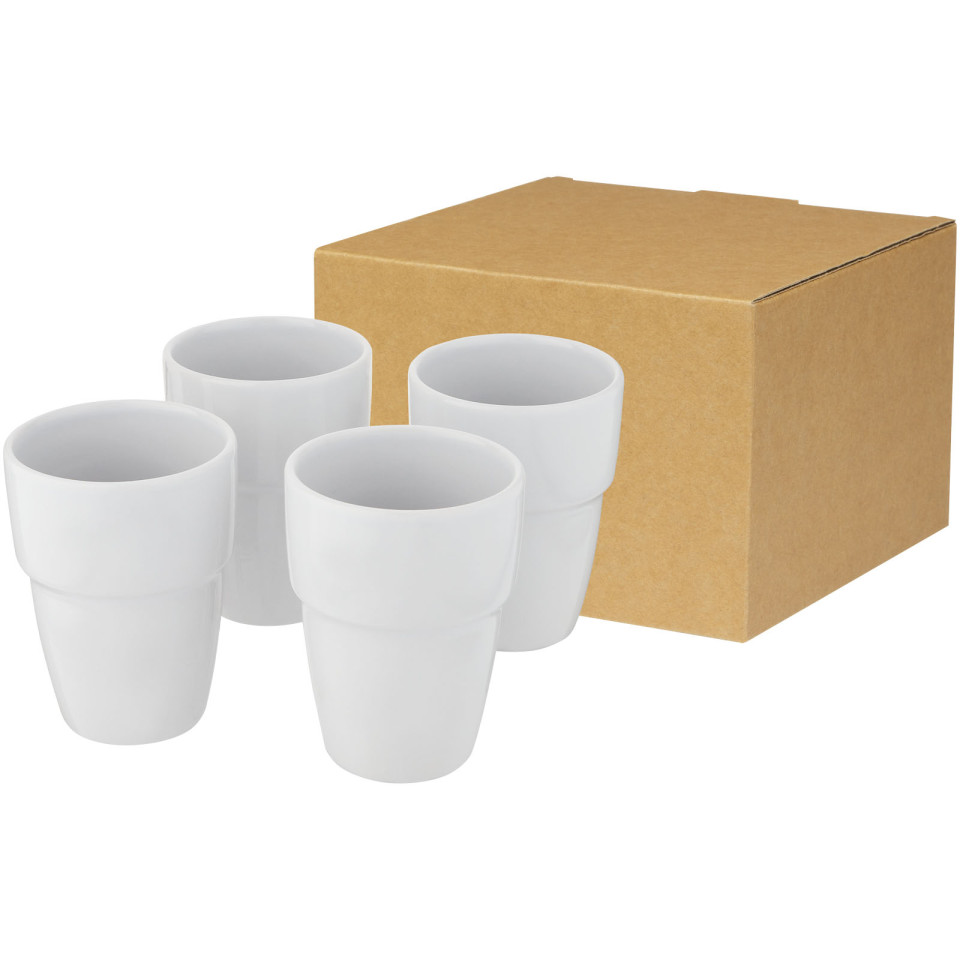 Coffret publicitaire cadeau Staki de 4 mugs empilables 280 ml