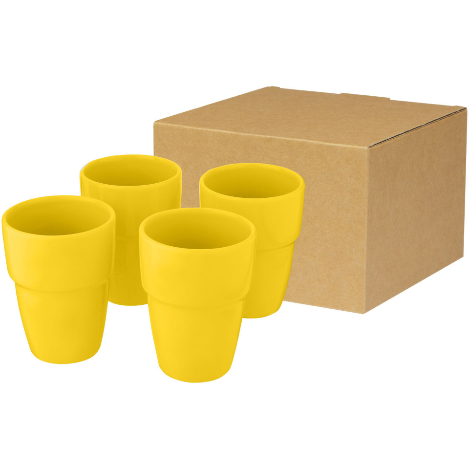 Coffret publicitaire cadeau Staki de 4 mugs empilables 280 ml