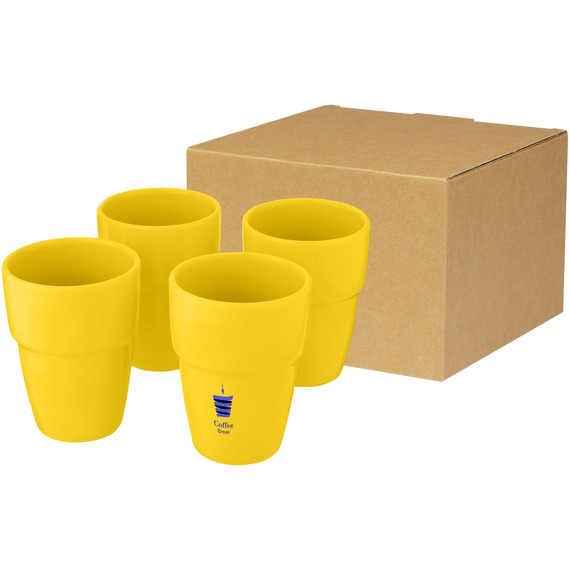 Coffret publicitaire cadeau Staki de 4 mugs empilables 280 ml