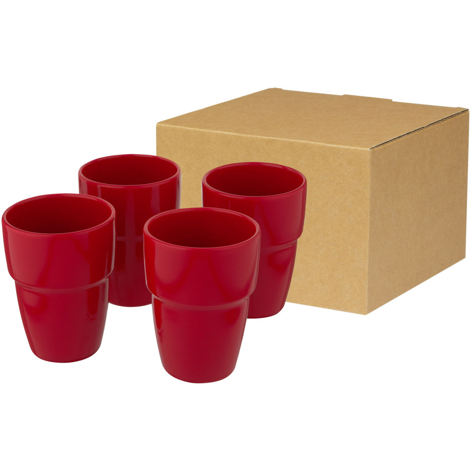 Coffret publicitaire cadeau Staki de 4 mugs empilables 280 ml