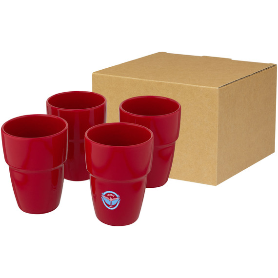 Coffret publicitaire cadeau Staki de 4 mugs empilables 280 ml