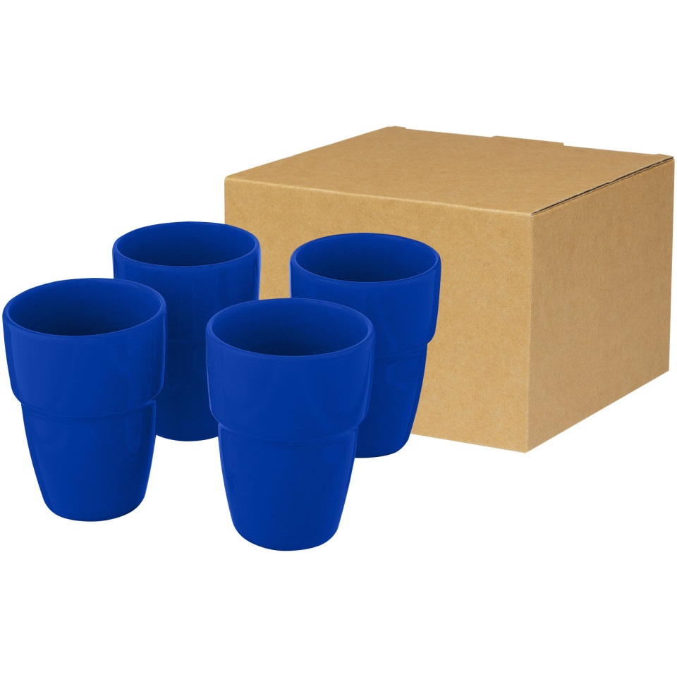 Coffret publicitaire cadeau Staki de 4 mugs empilables 280 ml