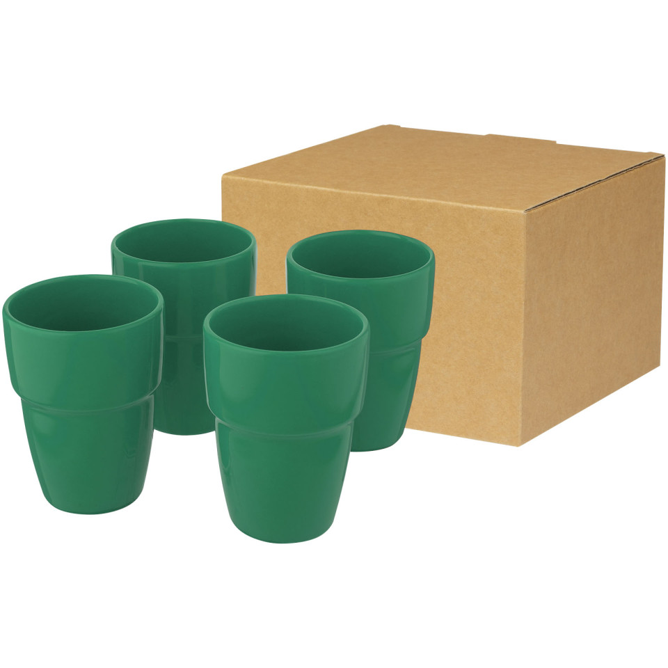 Coffret publicitaire cadeau Staki de 4 mugs empilables 280 ml