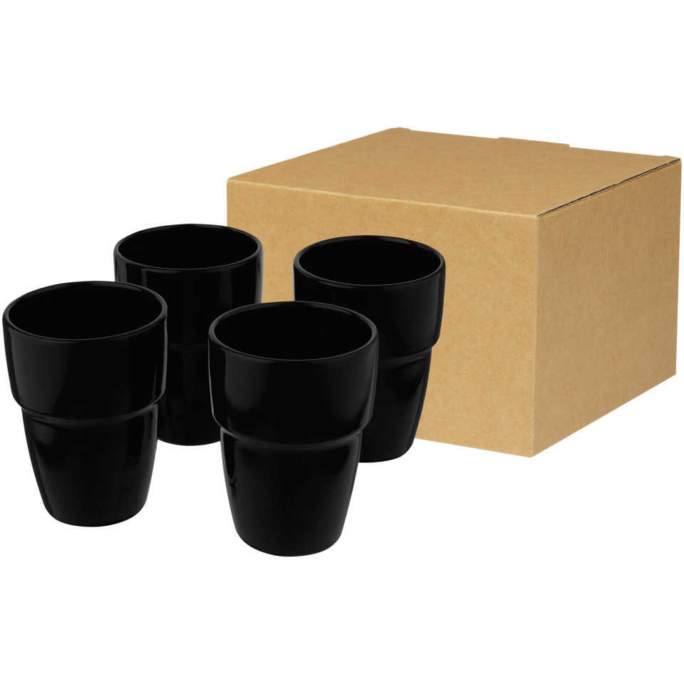 Coffret publicitaire cadeau Staki de 4 mugs empilables 280 ml