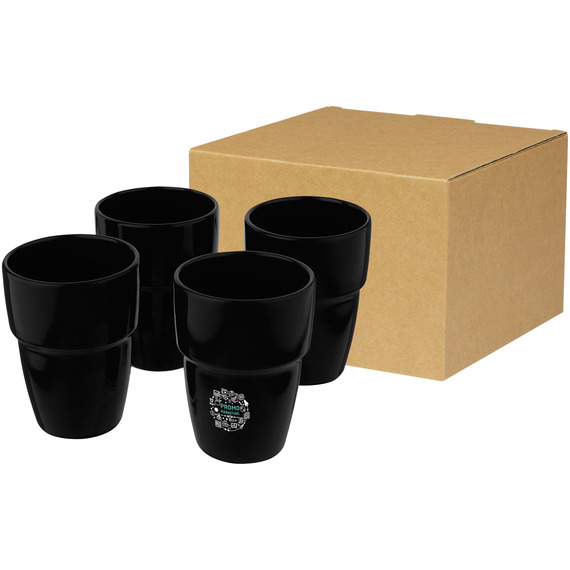 Coffret publicitaire cadeau Staki de 4 mugs empilables 280 ml