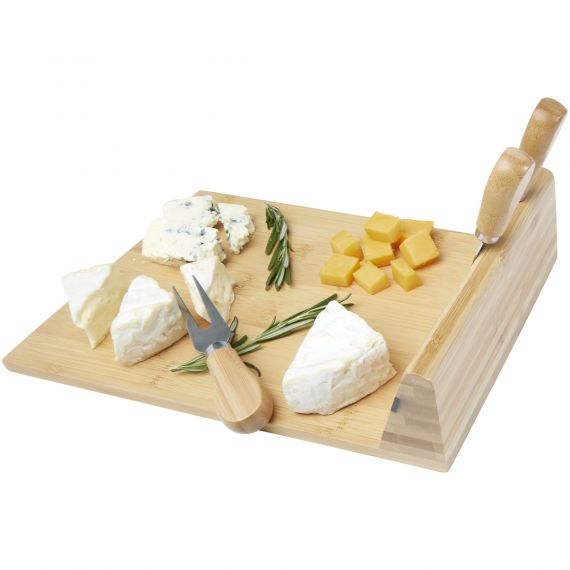 Plateau publicitaire à fromage et accessoires magnétiques Mancheg en bambou