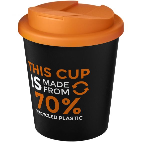 Gobelet publicitaire recyclé Americano® Espresso Eco de 250 ml avec couvercle anti-déversement