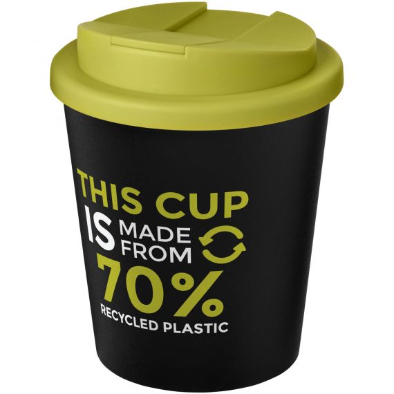 Gobelet publicitaire recyclé Americano® Espresso Eco de 250 ml avec couvercle anti-déversement