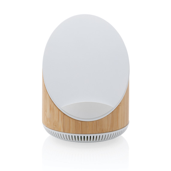 Enceinte publicitaire 5W en bamboo avec chargeur sans fil 15W Ovate