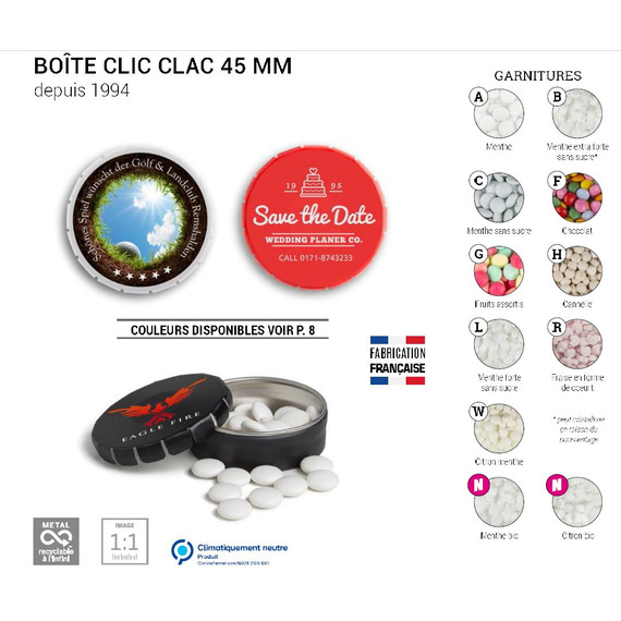 Boîte de bonbons publicitaire Clic-Clac - Cadoétik