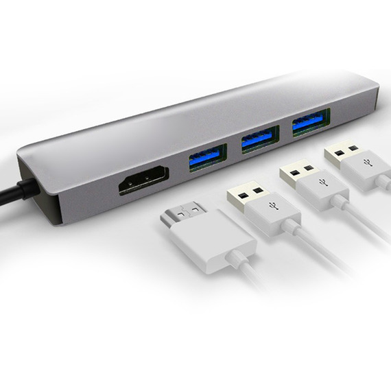 Adaptateur publicitaire Hub USB-C 5 en 1 HDMI, 3 Ports USB, Port USB-C Power Delivery