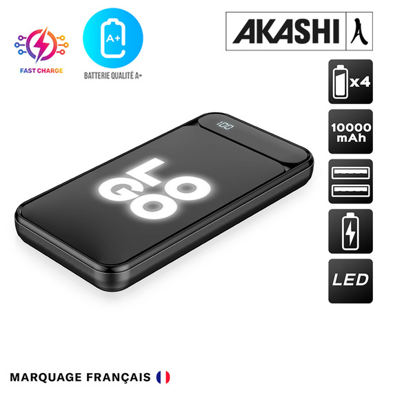 Power Bank publicitaire 10,000 mAh Rétroéclairée Akashi