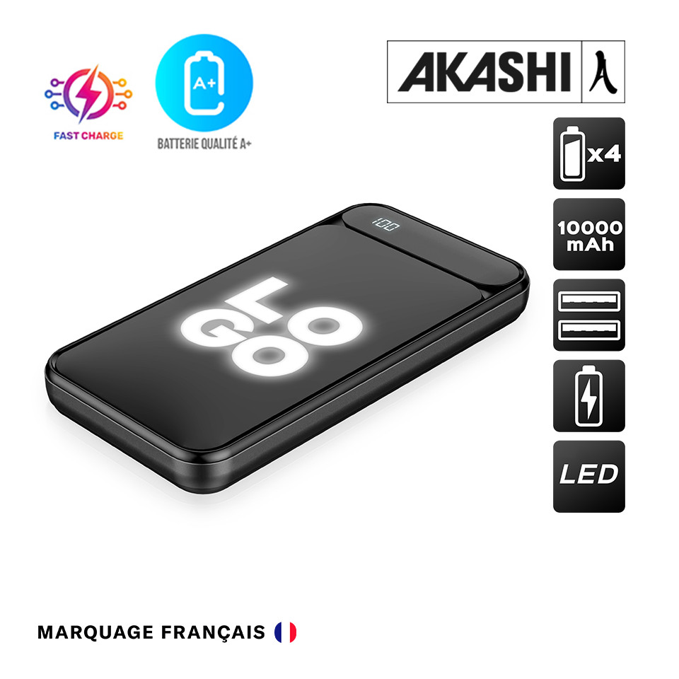 Power Bank publicitaire 10,000 mAh Rétroéclairée Akashi