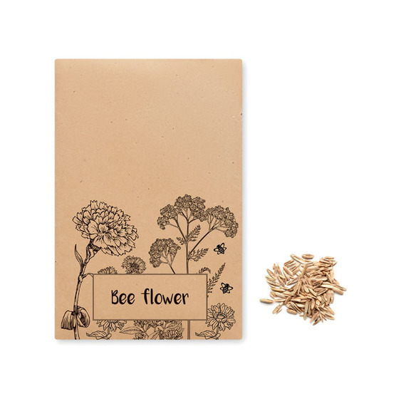 Sachet kraft personnalisable mélange de graines de fleurs d’abeilles Europe