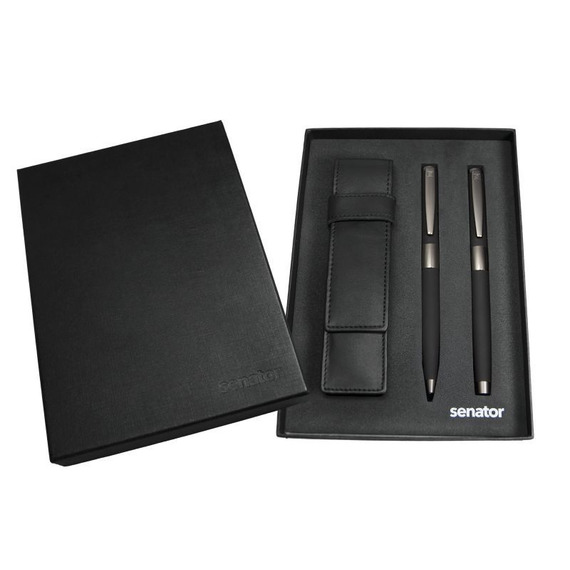 Parure personnalisée stylo bille et roller Image Black