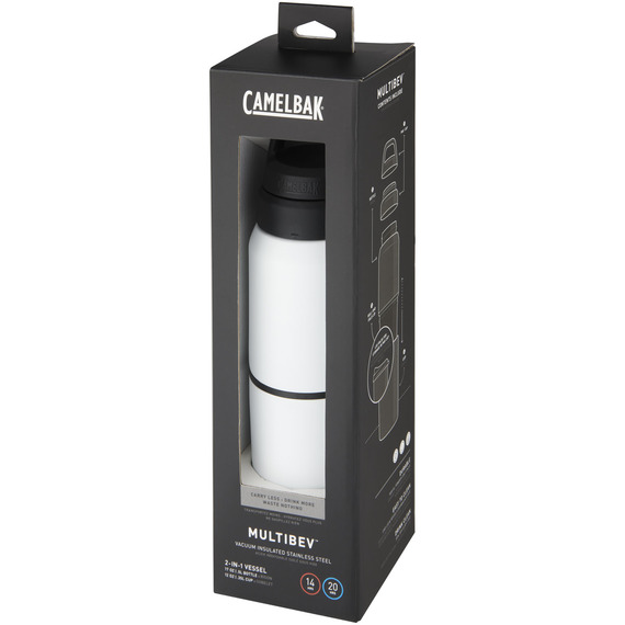 Bouteille publicitaire MultiBev de 500 ml en acier inoxydable à isolation sous vide et gobelet de 350 ml